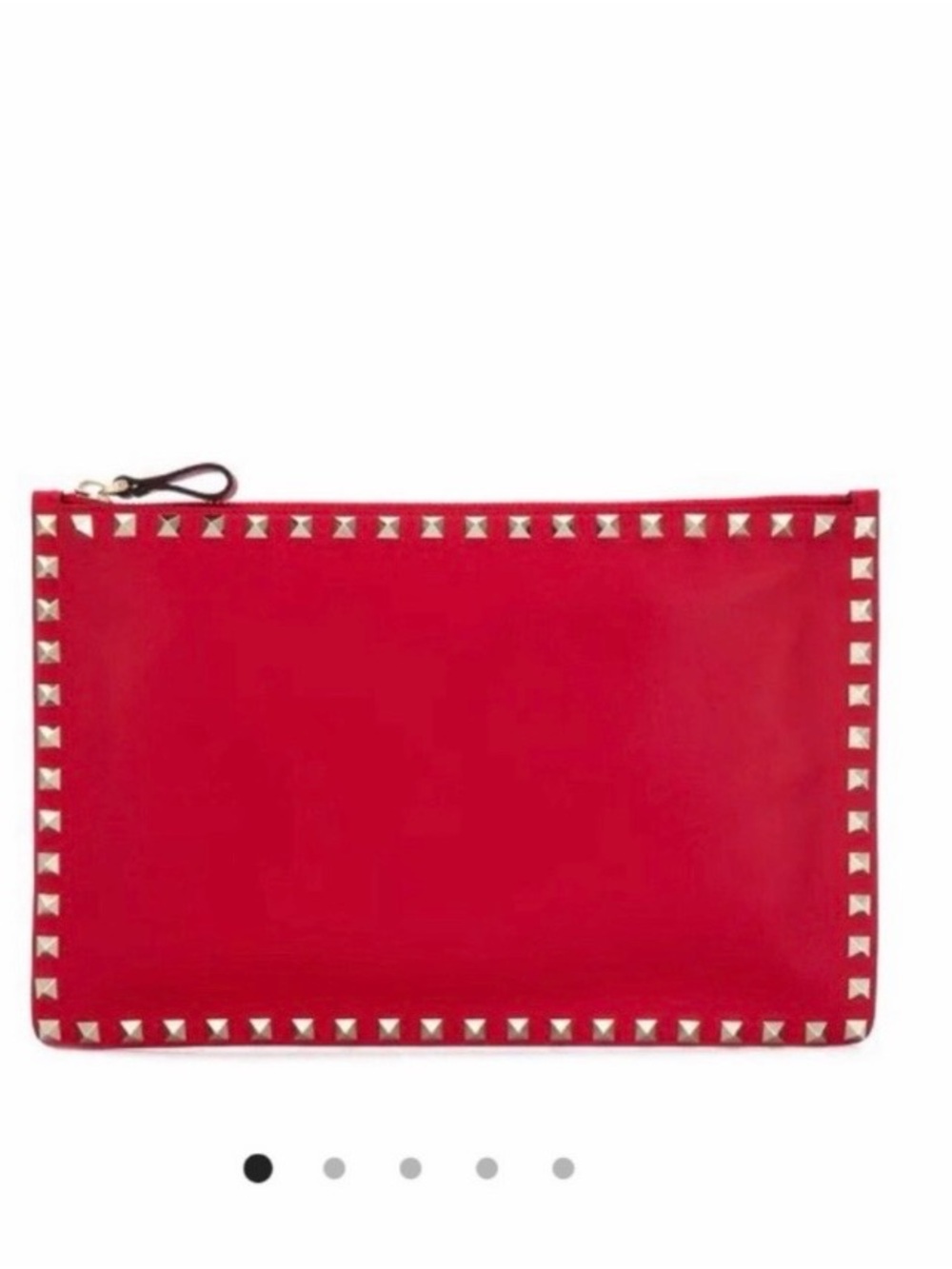 Valentino Garavani Red Leather Rockstud Zip Pouch Clutch